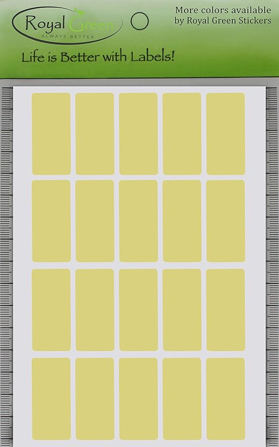 Royal Green Pastel Yellow Rectangular Colored Labels 1.57inch x 0.75 inch - Rectangle Color Code Stickers (40mm x 19mm) - 300 Pack