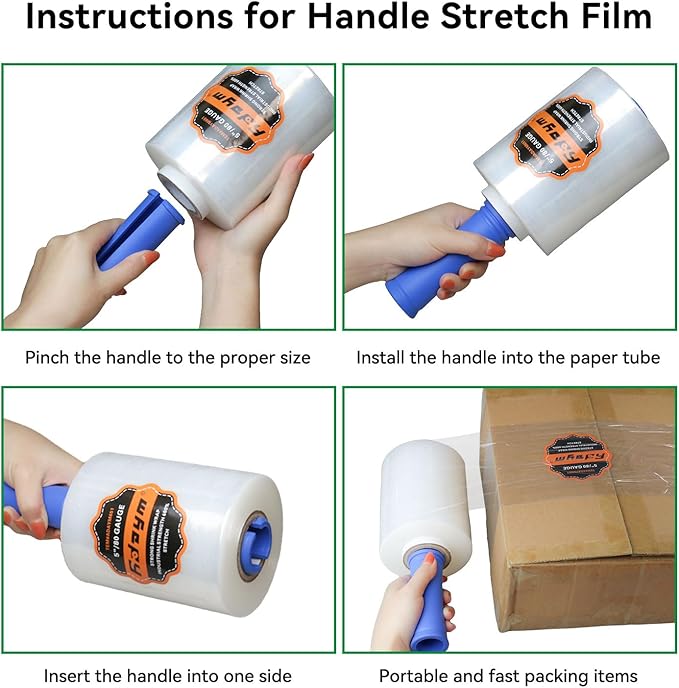 80 Gauge Stretch Wrap Film - 5" x 1200' (12 Rolls) - Heavy Duty Plastic Wrap for Moving, Packing, Shipping & Pallet Stabilization 600% Stretch Self-Adhering Shrink Wraps for Furniture Protection