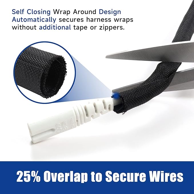 Braided Wire Loom Mesh Woven Black-Split-Sleeving for Automotive Wires/Audio Video Cable/Multi-Cable Strings (1/2" - 54 Feet)
