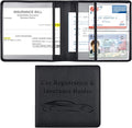 Cacturism Car Registration and Insurance Holder, Vehicle Glove Box Car Organizer Men Women Wallet Accessories Case for Cards, Essential Document, Driver License, Black
