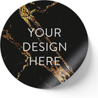 100 Custom Vinyl Stickers - Upload Your own Image, Text, Design, Logo - Personalized Logo Labels for Handmade, Packaging, Bottle, Jars, Candle, Brand Stickers (Black Gold Marble, 1.5x1.5)