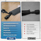Floor Cord Cover for Wires on Floor Self Adhesive Cord Hider Floor Cable Management Wire Covers for Cords Protector Prevent Cable Trips Cord Cavity W 0.47" x H 0.27", Deep Gray Wood, 20Ft