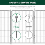 FXW Garden Fence Outdoor for The Yard – 40in(H) x 36.4ft(L) Heavy Duty Metal Animal Barrier for Dog and Rabbit, Decorative Dog Fence, 16 Panels, Silver