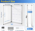 SWANCROWN Locking Bulletin Boards Enclosed Noticeboard White Glass Message Boards Indoor for School Office 38x28inch(9xA4)
