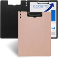 Y YOMA Clipboard Folder, A4 Foldable Plastic Clipboard with Metal Clip, 360° Rotating Cover, Waterproof Work Folder for Home, Office, School, Field Work, Outdoor - 2 Pack, Pink