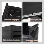 4 Drawer Locking File Cabinet with Wheels,Black Metal Mobile Filing Cabinets,Vertical File Cabinet for Home Office,Rolling Storage Cabinet for A4/Letter/Legal Size File,Assembly Required