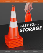 [48 Pack] HiGiant 28 inch Traffic Safety Cones with Reflective Collars, Sturdy Orange PVC Cones for Road Safety, Parking lot and Driving Training