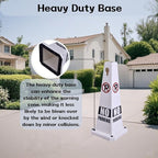 26.5" Caution Cones, 4-Sided Visible Safety Signs with Heavy Rubber Base, Warning for Slip & Fall Prevention, Indoor/Outdoor Use (4, No Parking-White, 26.5 inch)
