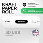 White Kraft Paper Roll 48" x 8640" (720 feet) for Packing, Moving, Shipping, Crafts - USA-Made Heavy Duty Craft Paper 50lb Thickness - 100% Recyclable Natural Kraft Wrapping Paper by IDL Packaging