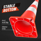 RoadHero 10 Pack Traffic Cones 28 Inch Safety Cones with Reflective Collar Orange Cones with Handle Plastic PVC Heavy Duty Cones for Parking Lot, Driving Training