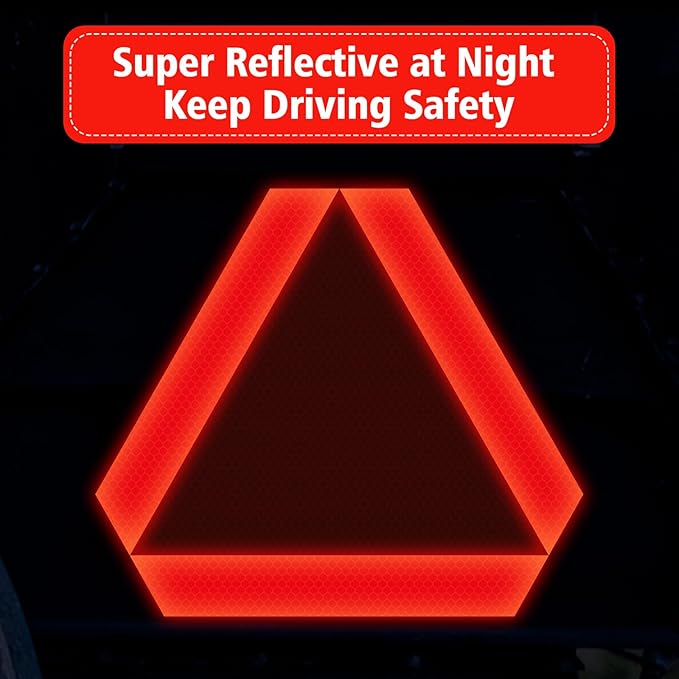 3 Pack Slow Moving Vehicle Triangle Sticker,8 x 7 inch Diamond Grade Reflective Slow Moving Vehicle Sign for Golf Cart Tractor UTV Waterproof,Self-adhesive Vinyl Sign for Easy Installtaion