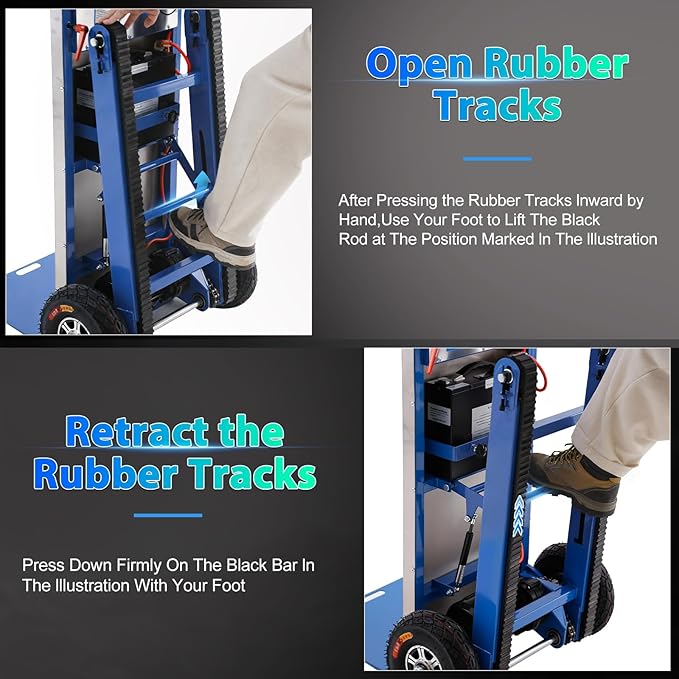 Electric Stair Climbing Hand Trucks Dolly Cart, 900lb Capacity Heavy Duty Stair Climber with Ropes, Carry Heavy Objects Up and Down Stairs Effortless for Furniture Logistics Warehouse, 1250W Motor