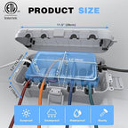 Flemoon [2 Pack] Outdoor Electrical Box Waterproof, Medium Weatherproof Electrical Box (11.5x5.2x4 inch) w/6 Cable Entry Ports, Extension Cord Cover for Power Strip, Plug, Holiday Light, Light Grey
