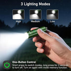 Blukar Rechargeable EDC Flashlight, Mini Keychain Flash Light with 3 Lighting Modes, Memory Function, Waterproof, Compact and Portable Pocket Light for Everyday Carry, Emergency,Camping-Dark Green