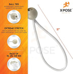 Xpose Safety Bungee Ball Cords 11" 25 Pack Heavy Duty White Stretch Rope with Ball Ties for Canopies, Tarps, Walls, Cable Organization