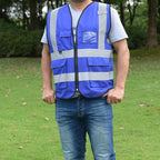 zojo High Visibility Safety Vests With Pockets, for Outdoor Works, Cycling, Jogging, Walking,Sports - Fits for Men and Women (Pack of 10, XXXL-Blue)