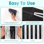 3 Pack 3.3 x 8.2 ft Black and Silver Foil Fringe Backdrop Curtains, Tinsel Streamers Party Decorations, Fringe Backdrop