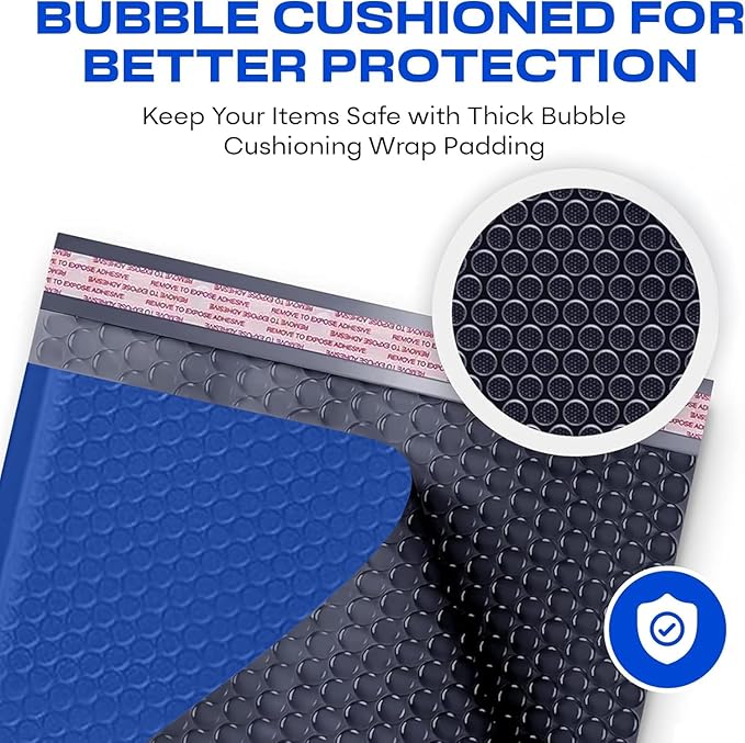 Royal Blue Large Poly Bubble Mailers 12x15 inch | Self Seal Padded Envelopes Cushioned Bubble Mailer | Usable Size 12x15 | WaterProof | Lightweight mailing Shipping Bags | 100 Pack Bulk