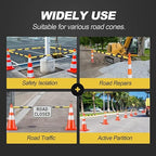 RoadHero 20 Pack 4 FT to 6.9 FT Retractable Cone Bar, Expandable Traffic Cone Bars for Parking Lots, Extendable Barricade for Road Construction, Black and Yellow, Cone Not Included