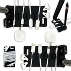 DeskBrick 2PK – Patented Non-Slip Steel-Weighted Desk Organizers & Cable Management Gadgets, Versatile Cord, Phone & Accessory Holders for Office, Home & Desktop – Best Gift for Men. Black