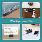 Binder Clips - 144 Medium Binder Clips, 1.25 Inch Black Paper Clamps, File Clip for Home, Office and School Supplies