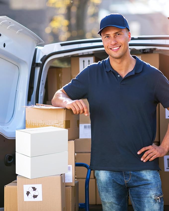 40-Pack-Small-Shipping-Boxes-8x6x4, Corrugated-Cardboard-Boxes-for-Packaging-Small-Business, White-Boxes-Mailers
