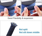 100ft - 1 inch PET Expandable Braided Sleeving – BlackBlue – Alex Tech Braided Cable Sleeve