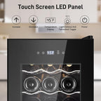 Tylza 18 Bottles Wine Fridge, Wine Cellar with Powerful Compressor, LED Touchscreen, Low-E Tempered Glass Door, Lock, Wine Cooler Refrigerator for Red, White, Champagne or Sparkling Wine, Black