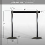 Qbuster Black Stanchions with Retractable Belt, Crowd Control Safety Barrier with 11’ Black Belt, 1 Sign Holder, Set of 2 Posts