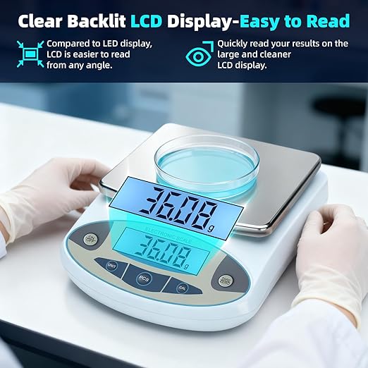 Lab Scale 3000g x 0.01g,13 Unit 0.01g Accuracy High Precision Digital Analytical Balance, Electronic Laboratory Precision Gram Scale Digital Kitchen/Jewelry/Scientific Scale