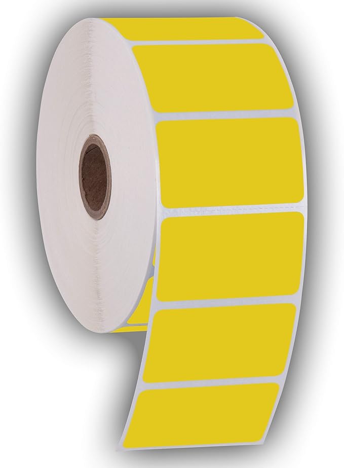 2.25" X 1.25" Direct Thermal Perforated Stickers Labels for Barcodes, Address, Consignment - Compatible with Zebra, Rollo, Godex and More (Yellow, 6 Rolls)