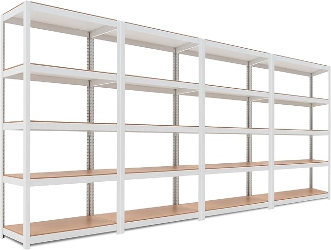 HOMEDANT House 5 Tier Laminated Metal Shelving Unit Adjustable Storage Utility Rack Heavy Duty Shelves Organization Multipurpose Shelf Kitchen Garage Pantry Closet (4, (M) 36.2" W, White)