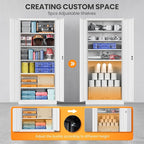 Metal Garage Storage Cabinets with Lock, 72" Tall Tool Cabinet with 2 Door and 5 Adjustable Shelves, Locking Garage Cabinets and Lockable Steel Locker for Home Office Warehouse - (White-72”H)
