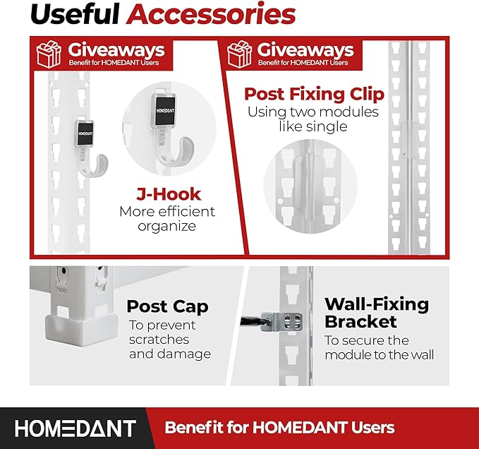 HOMEDANT 5 Tier Storage Shelves Adjustable Laminated Boltless Garage Metal Shelving Unit Heavy Duty Utility Rack Shelf Warehouse Pantry Closet Kitchen (4, (XL Deep) 48.1" W, White)