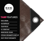 PROTARP Extreme Heavy Duty 22 Mil Tarp Cover, Waterproof, UV Resistant, Rip and Tear Proof, Poly Tarpaulin with Reinforced Edges for Roof, Camping, Patio, Pool, Boat. (Brown/Black 24′ X 30′)