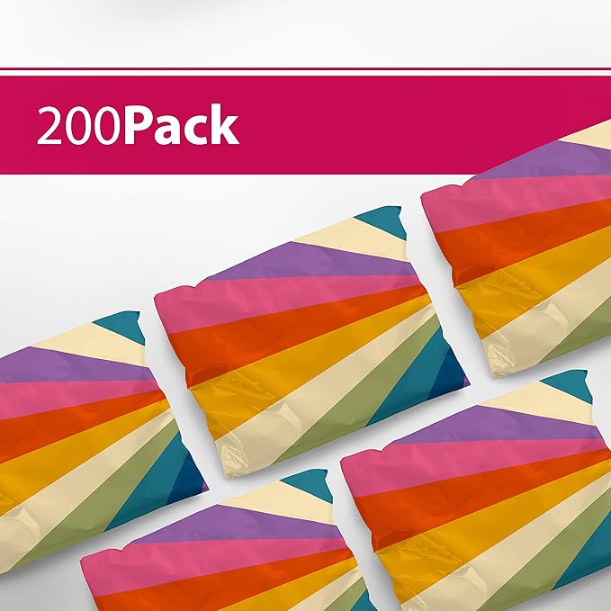 6x9 Poly Mailers – Retro Rainbow – Waterproof, Tear-Resistant Shipping Bags with Adhesive Seal – 200 Pack – Package Mint