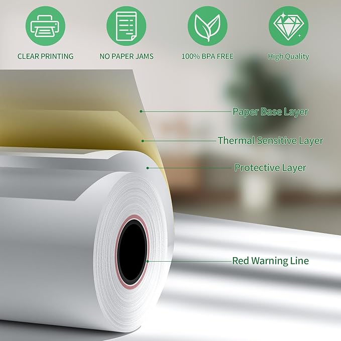 (10 Rolls) 2 1/4" x 85' Thermal Receipt Paper Roll, Cash Register POS Thermal Paper, Credit Card Thermal 2 1/4 in x 85 ft.