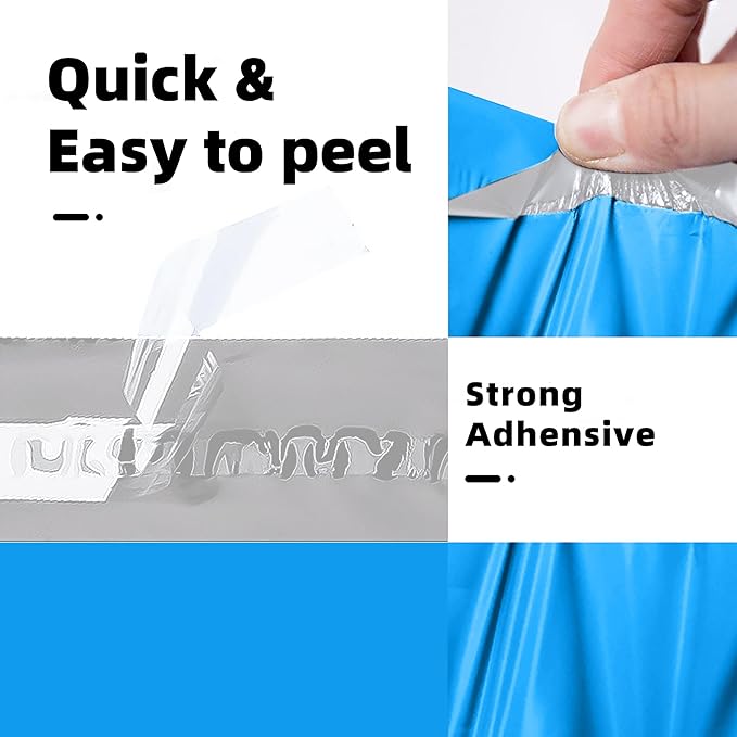 POLYSELLS 200 pcs 10x13 Inches Blue Poly Mailers Shipping Envelopes, Strong Adhesive Sealing, Waterproof, and Tear-resistant Postal Mailing Bags for Small Business, Clothes, Non-Fragile Items