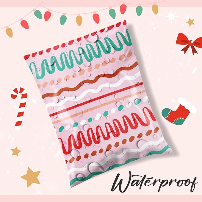 Metronic Poly Mailers 10x13 Inch 1200pc Shipping Bags for Clothes,Self Adhesive Shipping Envelopes for Small Business,Waterproof Mailers Poly Bags for Shipping,Packaging Mailing Bags Pink Squiggles