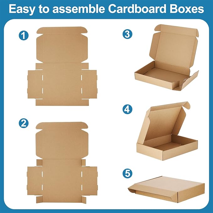Famagic 12Pack 9x6x2 Small Shipping Boxes - Brown Corrugated Cardboard Mailer Boxes for Small Business, Mailing Boxes for Packaging, Bulk
