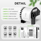 Suminey - Compatible Continuous Labels Replacement for Brother DK-2205 (2.4 in x 100 ft), Use with Brother QL Label Printers [10 Rolls+ 1 Refillable Cartridge]