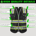 BeautyWill Custom Logo Safety Vest Class2 High Visibility Reflective Vest Breathable Construction Vest