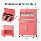 Greenvelly Tool Chest, 8-Drawer Rolling Tool Chest with Hooks and Lockable Wheels,Metal Storage Detachable Top Tool Box with Lockable Wheels for Garage,Workshop,Art Studio(Pink)