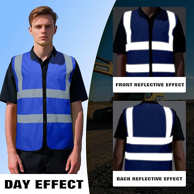 BeautyWill 10/20 Pack Custom Logo Safety Vest,Bulk High Visibility Class 2 Reflective Work Vests