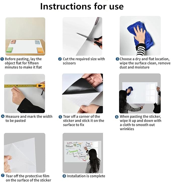 Magnetic Whiteboard Contact Paper, 36" x 47" Stick on Magnetic Dry Erase White Board Sticker on Wall, Easy to Write for Drawing, School, Office, Kitchen Fridge