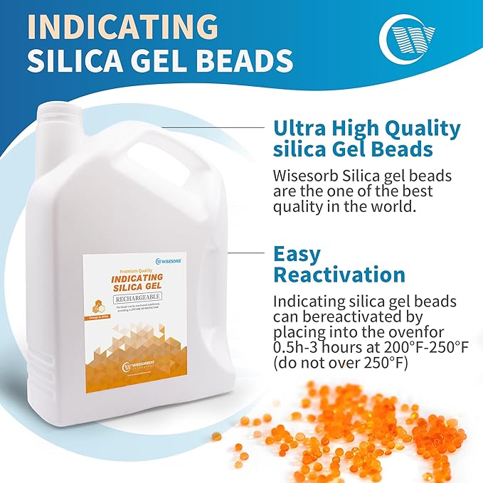 [22.5 LBS] Orange Premium Indicating Silica Gel Beads (Industry Standard 3-5 mm) - Reusable Desiccant Beads Silica Gel Dehumidifier