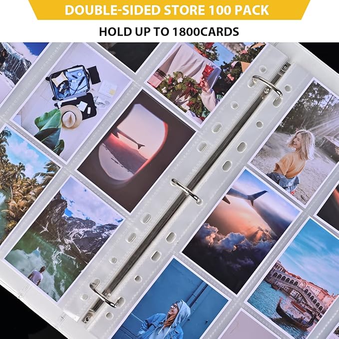 9 Pocket Page Protector, Holds 1800 Cards,Trading Card Sleeve, Baseball Card Sheets or Skylanders, MTG, Coupon, Game Cards, Trading Cards, Football Cards ，100 Pack