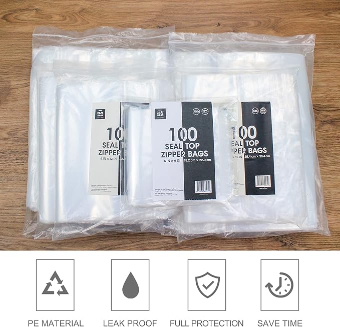13" X 18" (500 Bags) 2 Mil Clear Reclosable Zip Plastic Poly Bags with Resealable Lock Seal Zipper