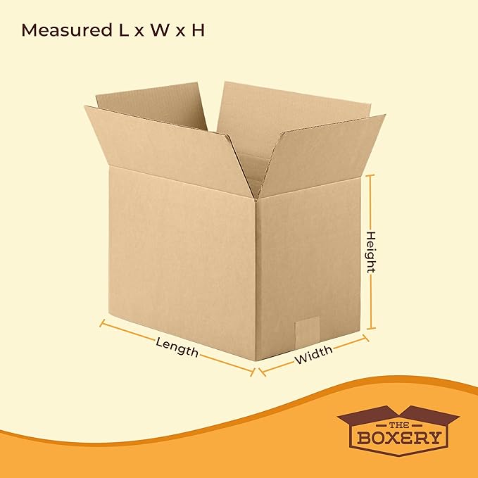 The Boxery 17"x17"x8" Brown/Kraft Corrugated Cardboard Shipping Boxes 100-Pack | Mailing, Packing, Moving & Storage for Business/Home – Durable - Eco-Friendly, Recyclable - Made in the USA