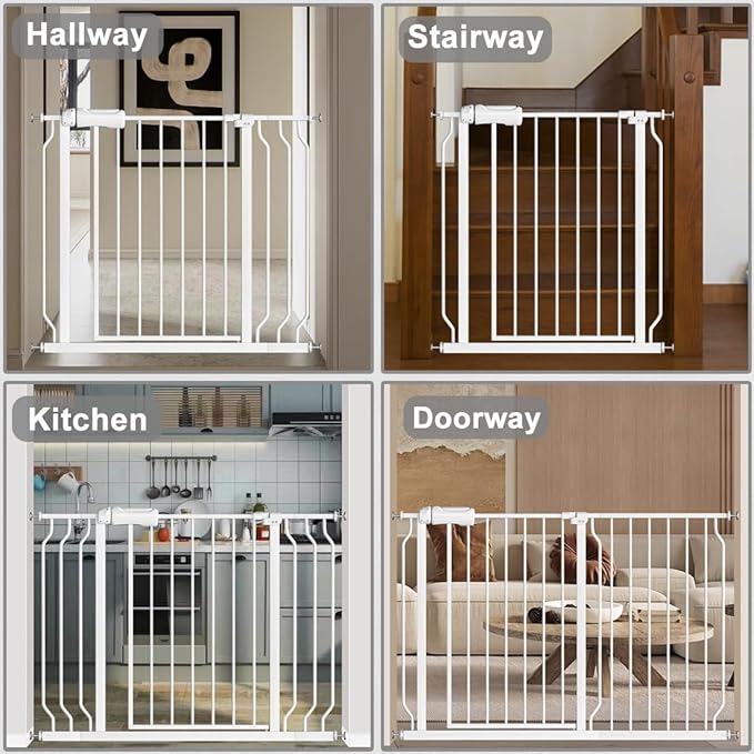 Fairy Baby Extra Wide Baby Gates 53-57.5 inch, Auto Close Child Safety Gates for Stairs Banister Doorways Hallway,Indoor Safety Child Gates for Kids or Pets